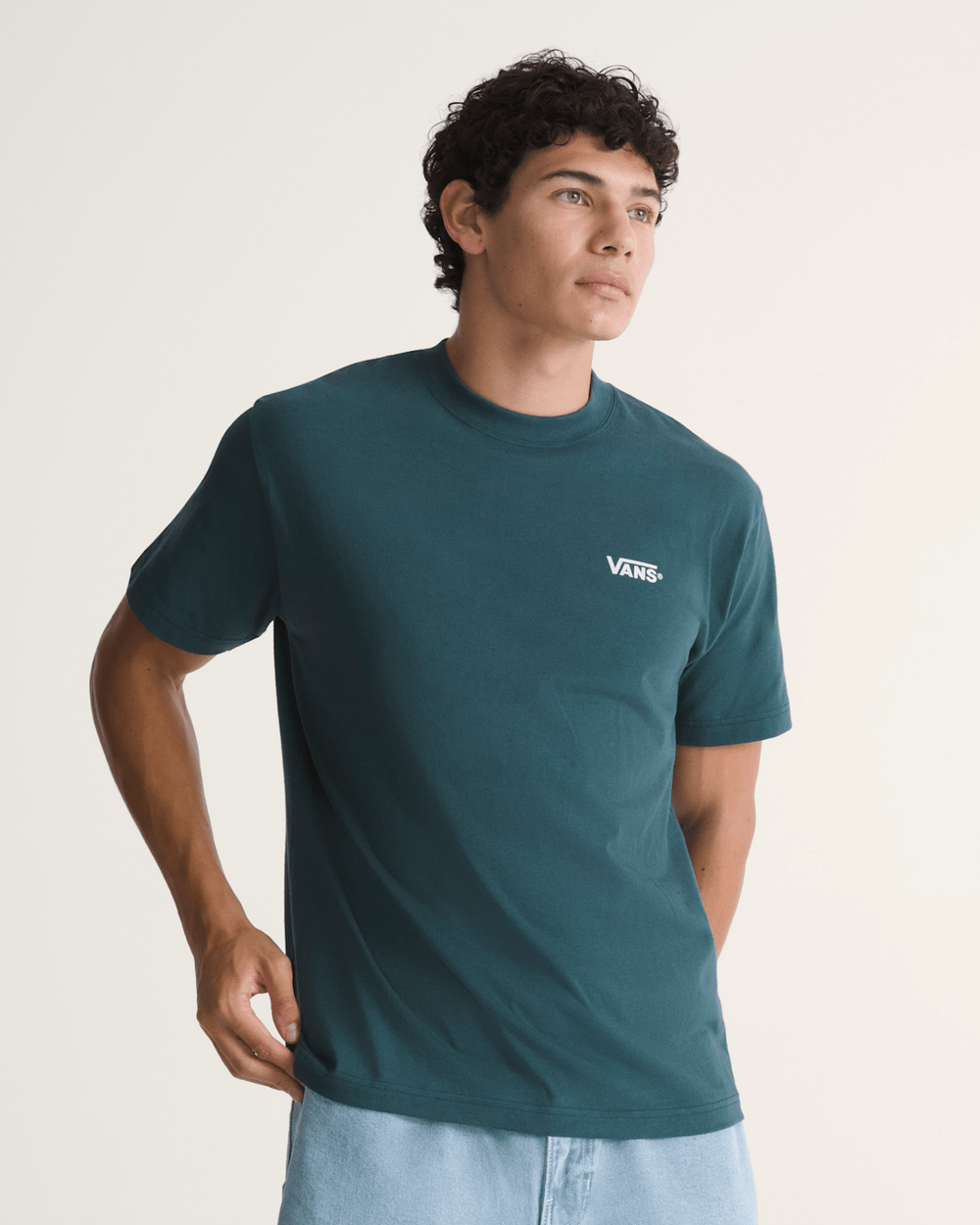 Men Vans New Left Chest T-Shirt in Mossy Olive Green