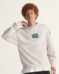Men Vans Stretch Logo Crew Sweatshirt in Oatmeal Beige