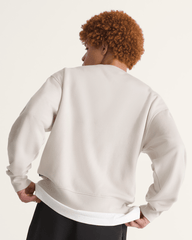 Men Vans Stretch Logo Crew Sweatshirt in Oatmeal Beige