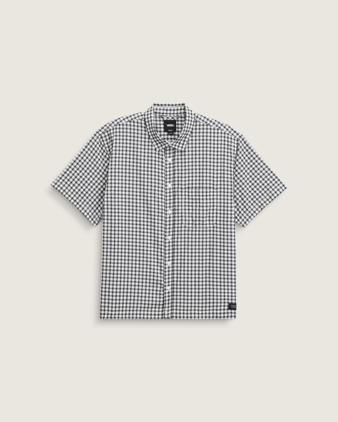 Men Vans Larkspur Mini Plaid Shirt in White / Black
