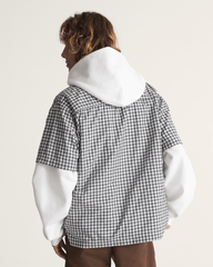 Men Vans Larkspur Mini Plaid Shirt in White / Black