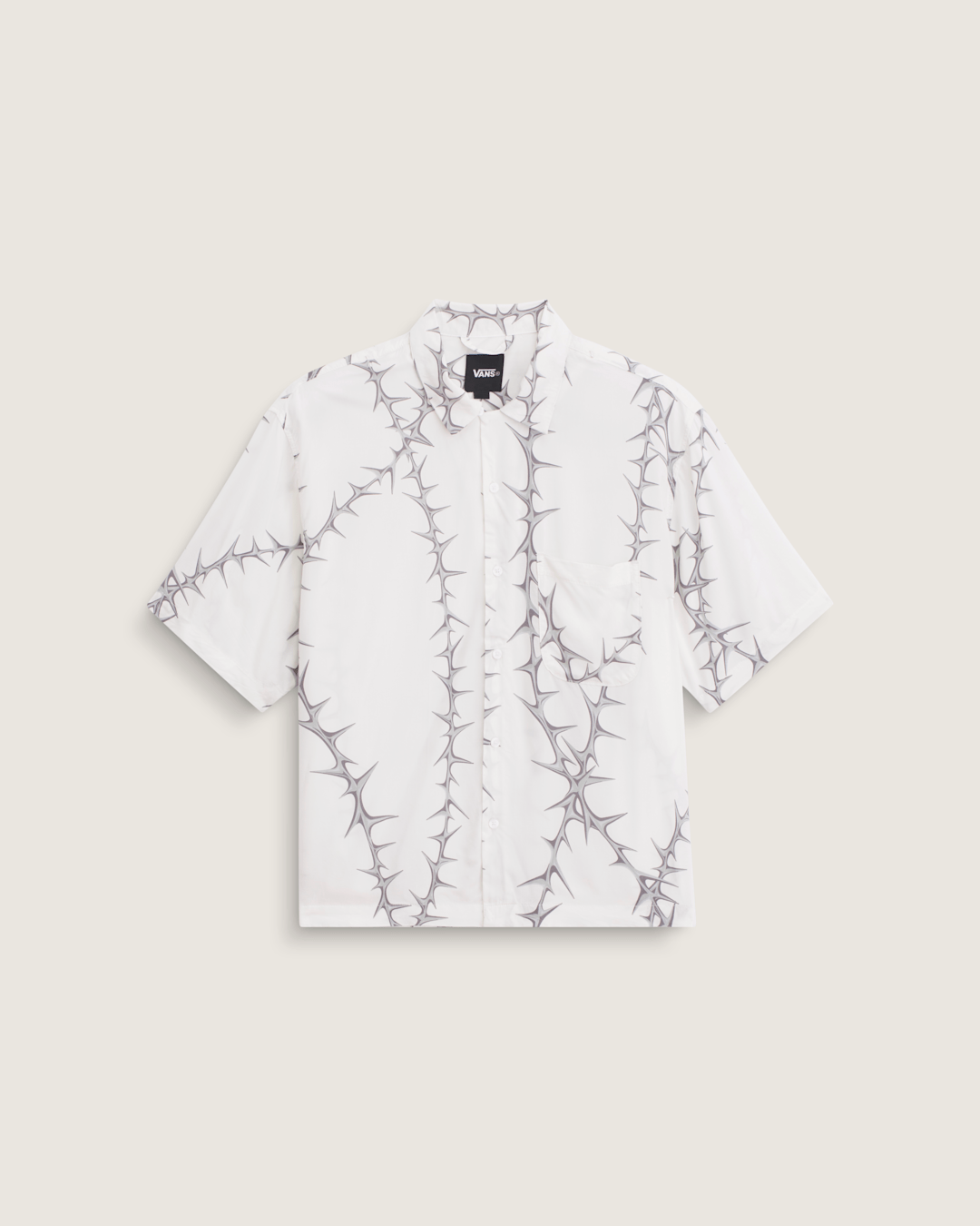 Men Vans Van Doren Printed Camp Button Up Shirt in White