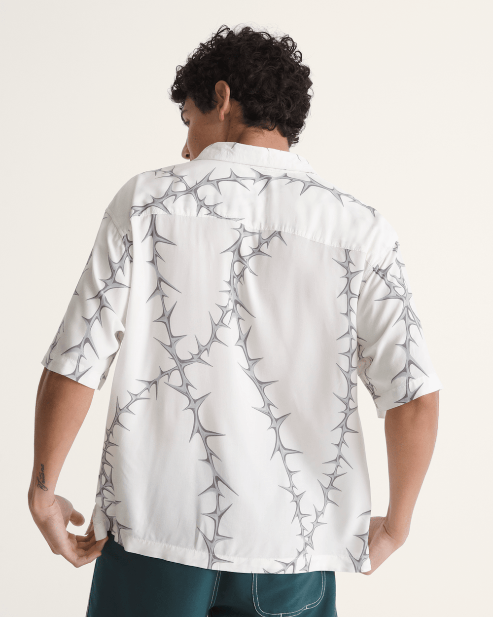 Men Vans Van Doren Printed Camp Button Up Shirt in White