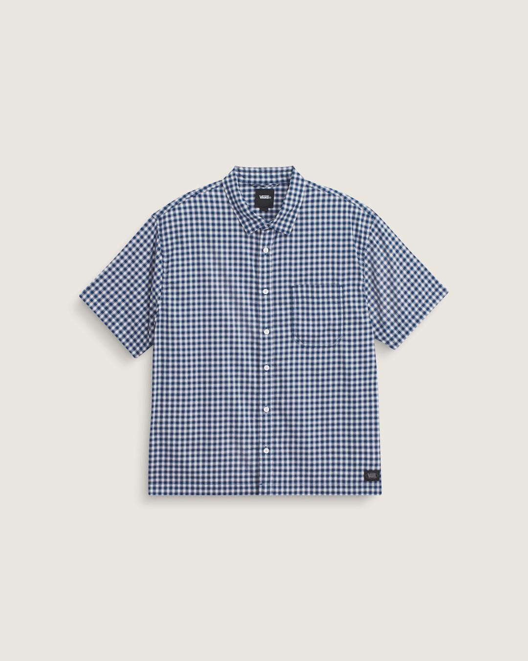 Men Vans Larkspur Mini Plaid Shirt in Deep Indigo Blue