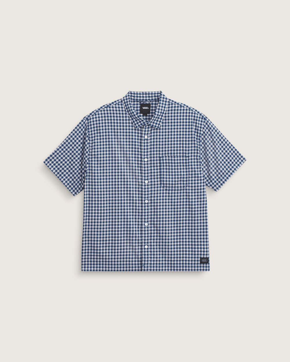 Men Vans Larkspur Mini Plaid Shirt in Deep Indigo Blue