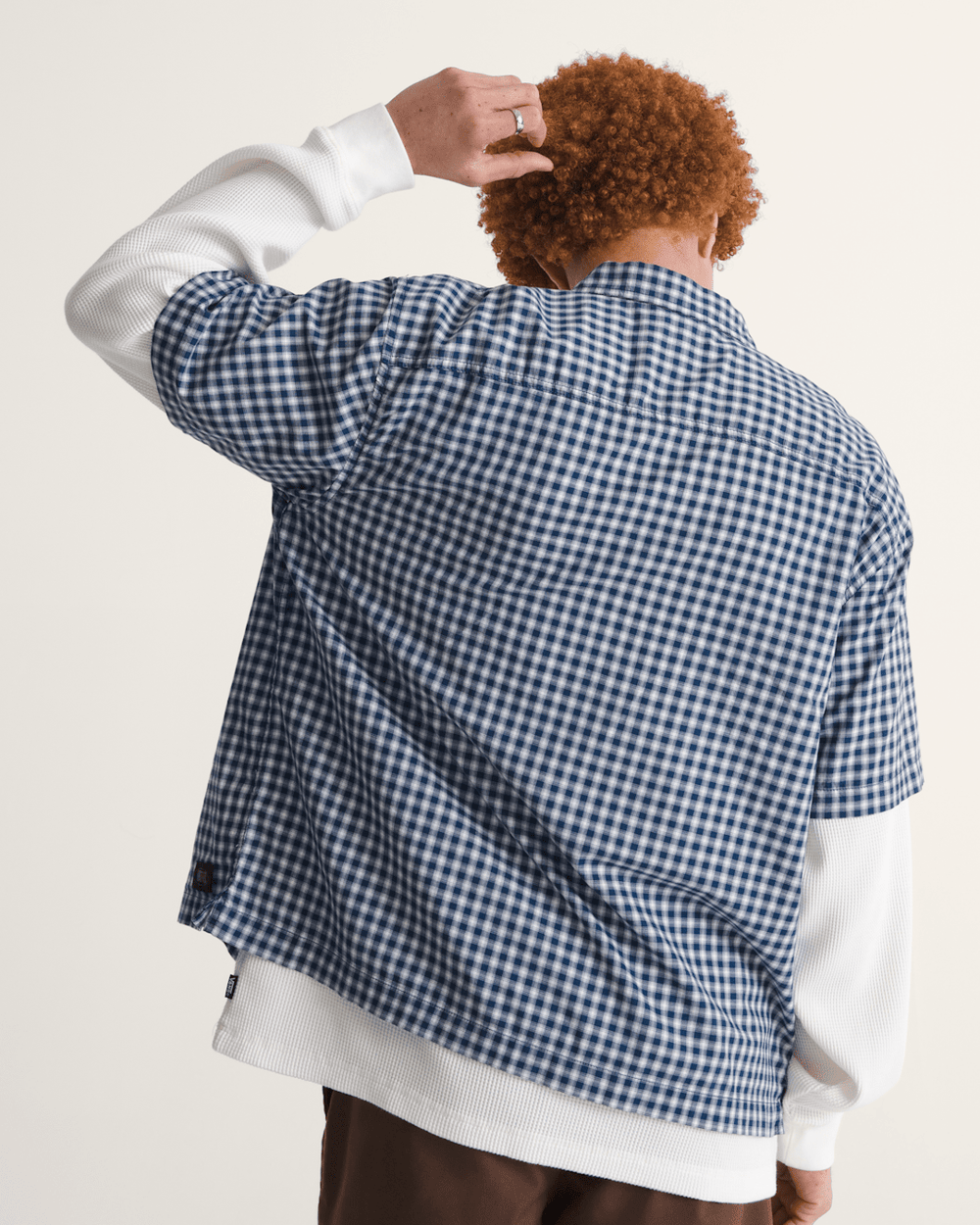 Men Vans Larkspur Mini Plaid Shirt in Deep Indigo Blue