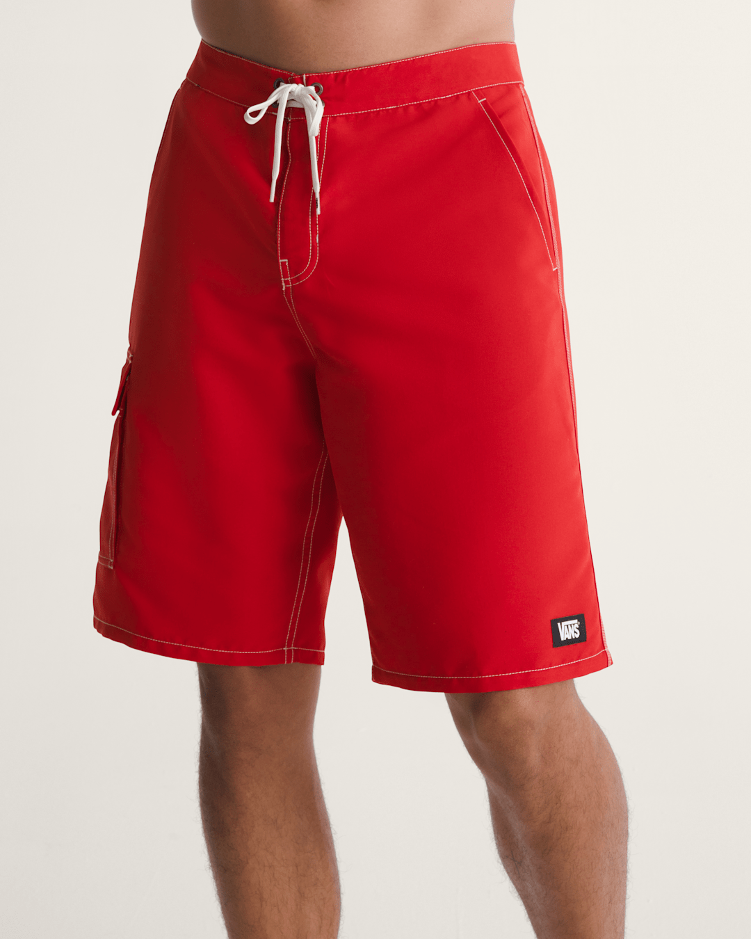 Men Vans Voyage Long Cargo Boardshorts in Racing Red