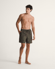 Men Vans Primary II Elastic Printed Boardshorts in Obsidian Fern Green