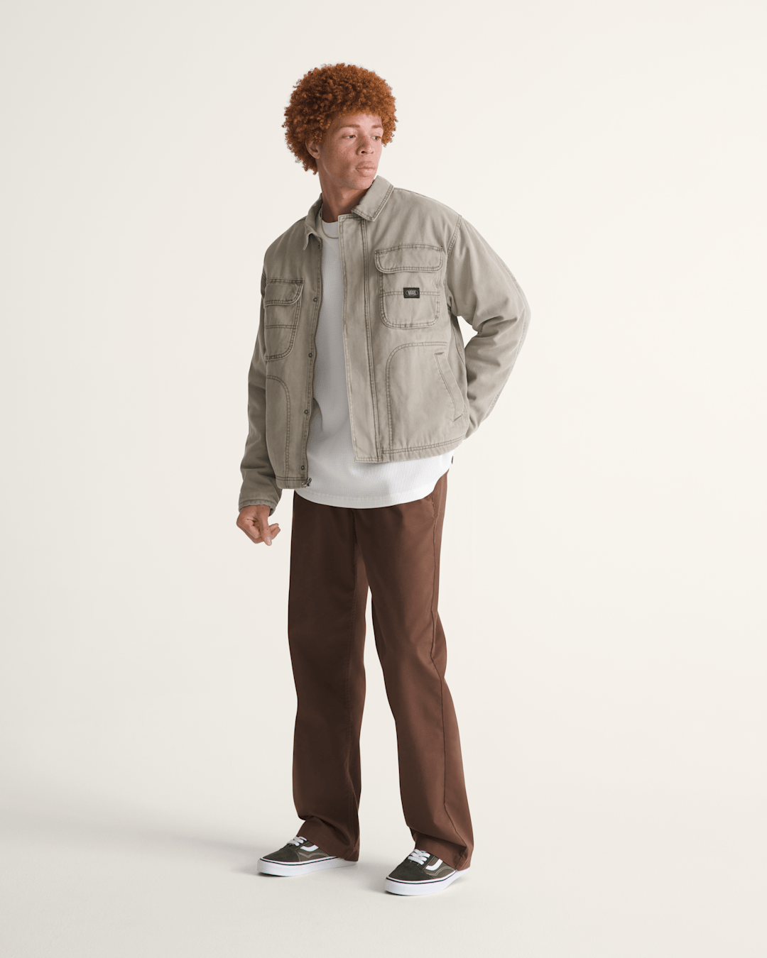 Men Vans Umber Pigment Canvas Jacket in Aluminum Grey