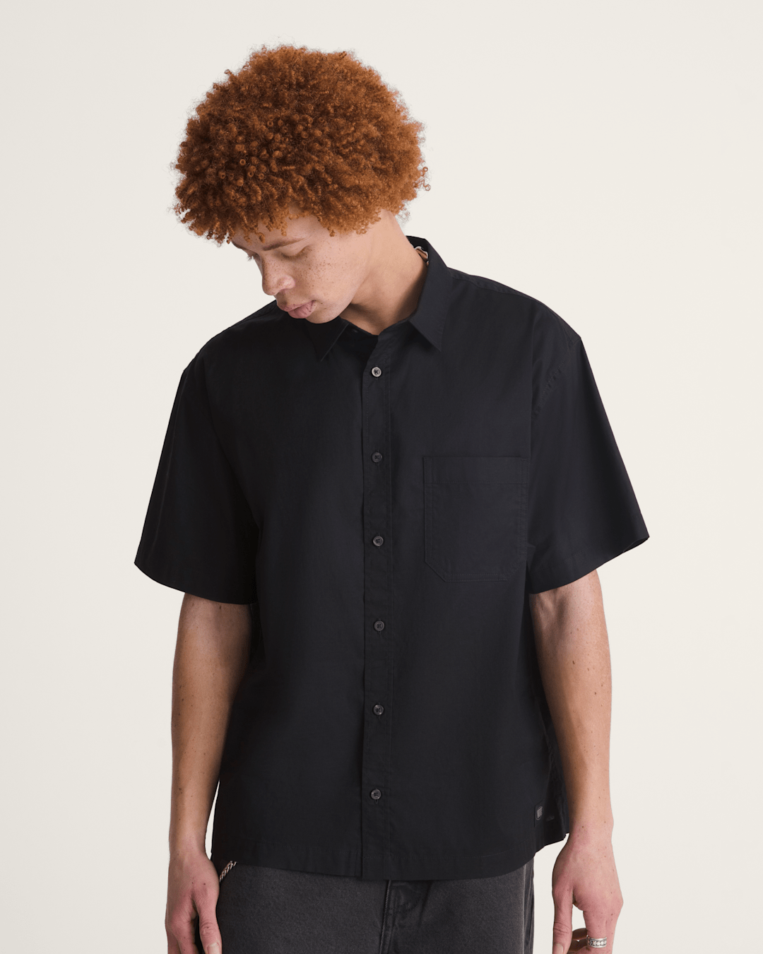 Men Vans Larkspur Solid Shirt in Black