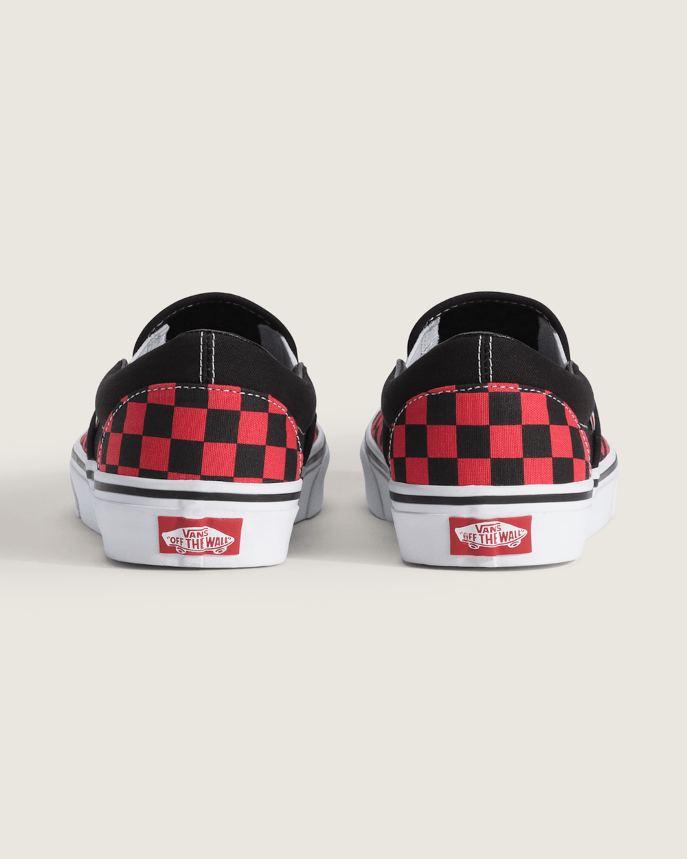 Men Vans Classic Slip-On Checkerboard Shoe in Checkerboard Crimson Haze Red