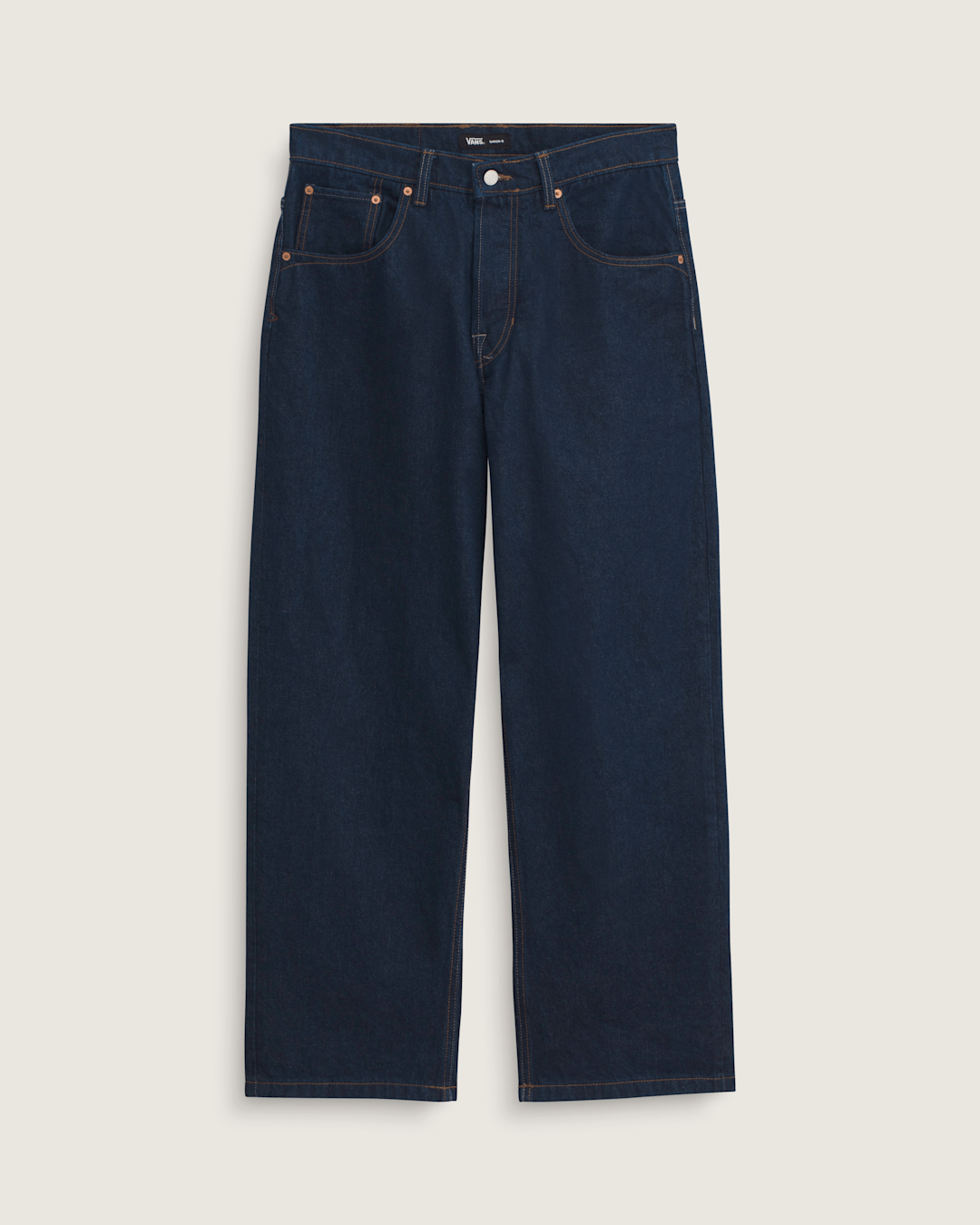 Men Vans Premium Check-5 Loose Denim Pants in Dark Rinse Blue