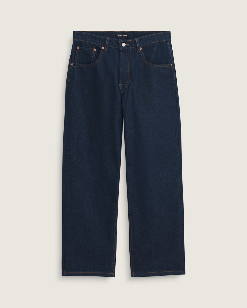 Men Vans Premium Check-5 Loose Denim Pants in Dark Rinse Blue
