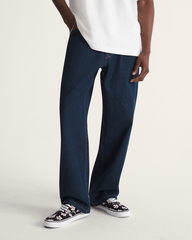 Men Vans Premium Check-5 Loose Denim Pants in Dark Rinse Blue