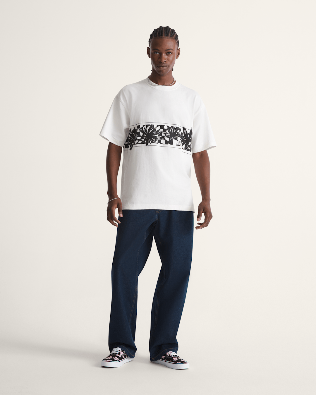 Men Vans Premium Check-5 Loose Denim Pants in Dark Rinse Blue