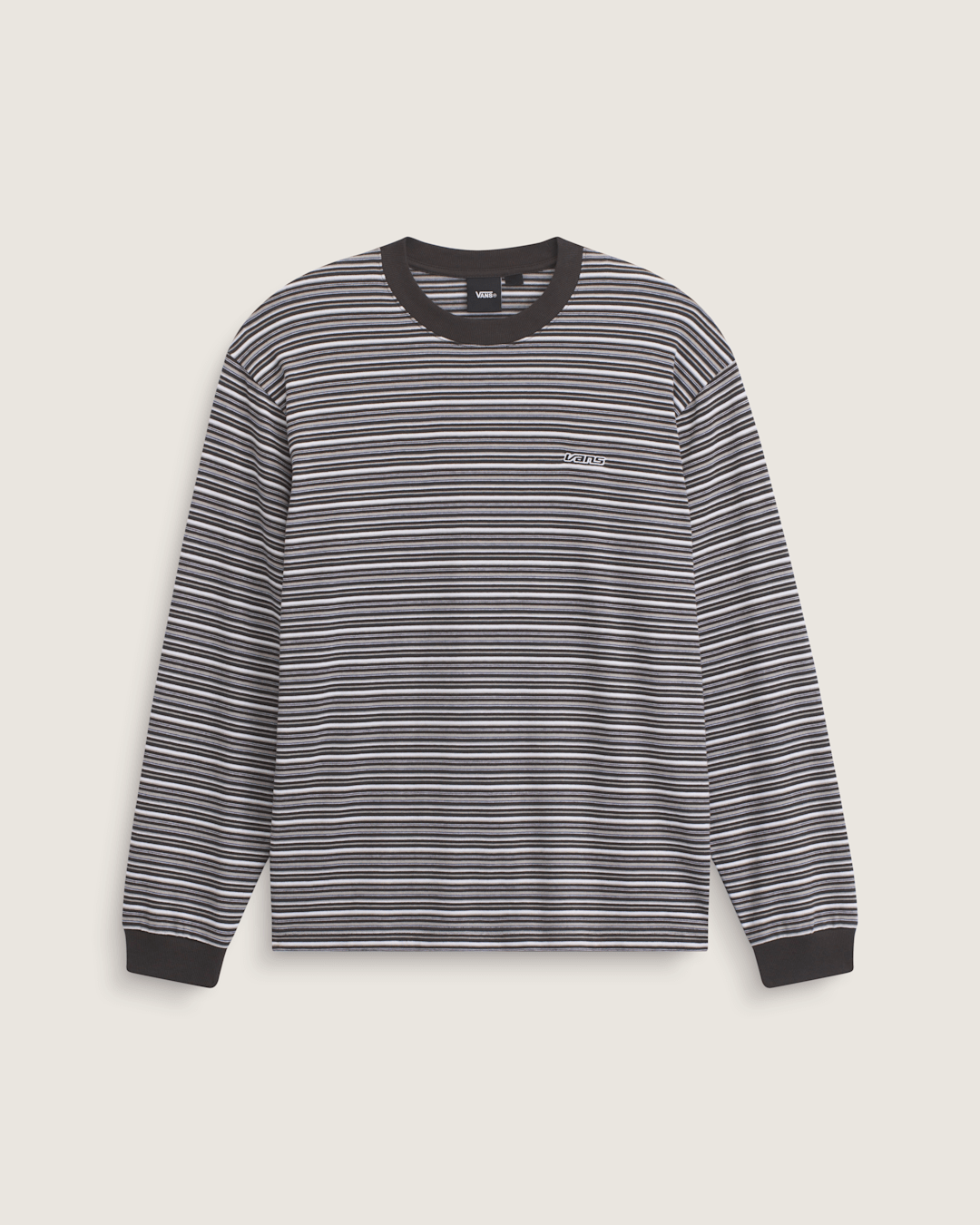 Men Vans Wesley Stripe Long Sleeve Knit Shirt in Faded Black
