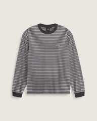 Men Vans Wesley Stripe Long Sleeve Knit Shirt in Faded Black