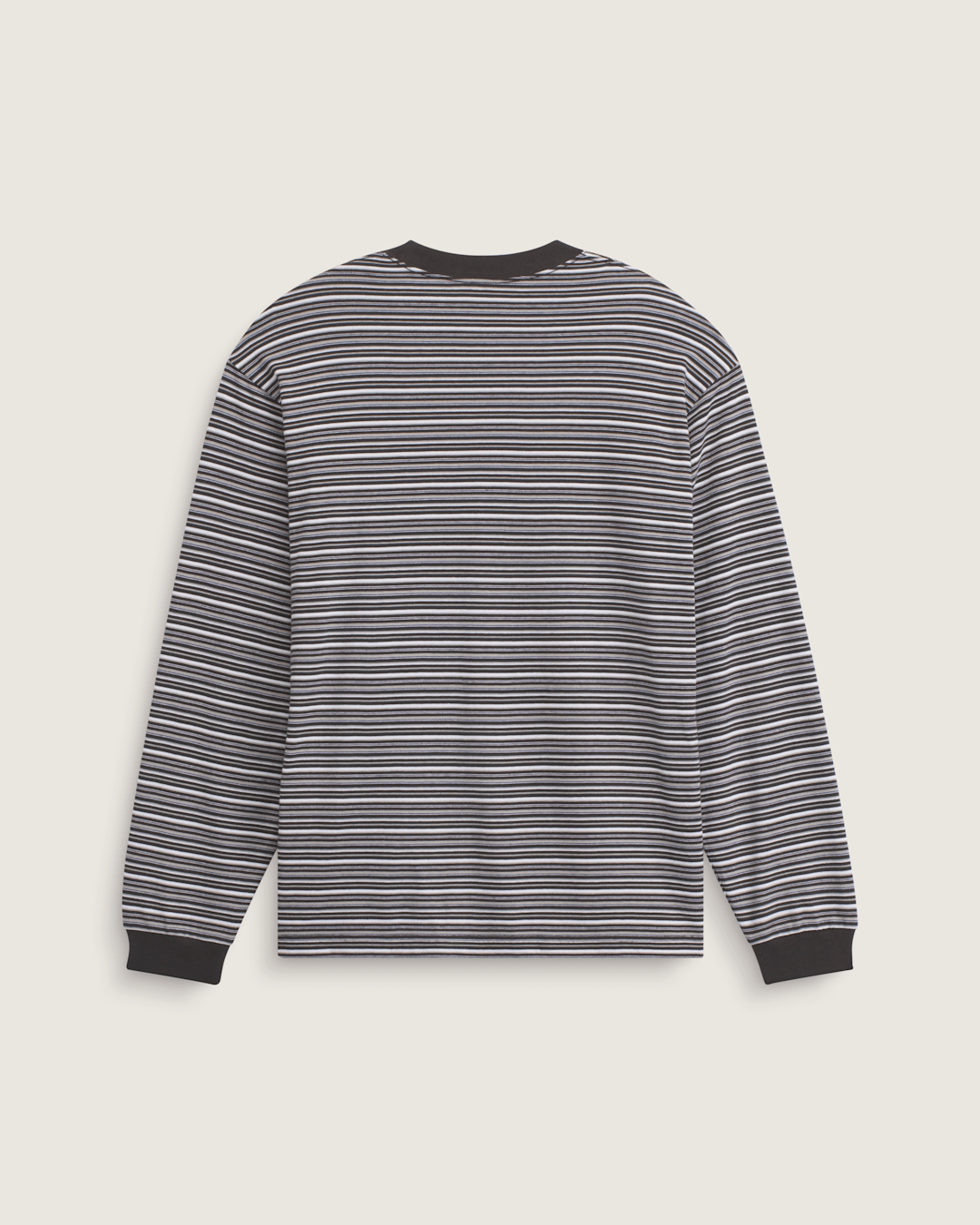 Men Vans Wesley Stripe Long Sleeve Knit Shirt in Faded Black