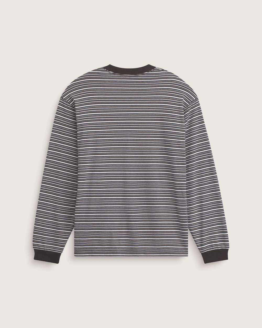 Men Vans Wesley Stripe Long Sleeve Knit Shirt in Faded Black