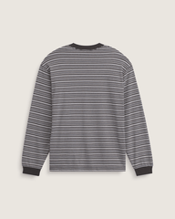 Men Vans Wesley Stripe Long Sleeve Knit Shirt in Faded Black