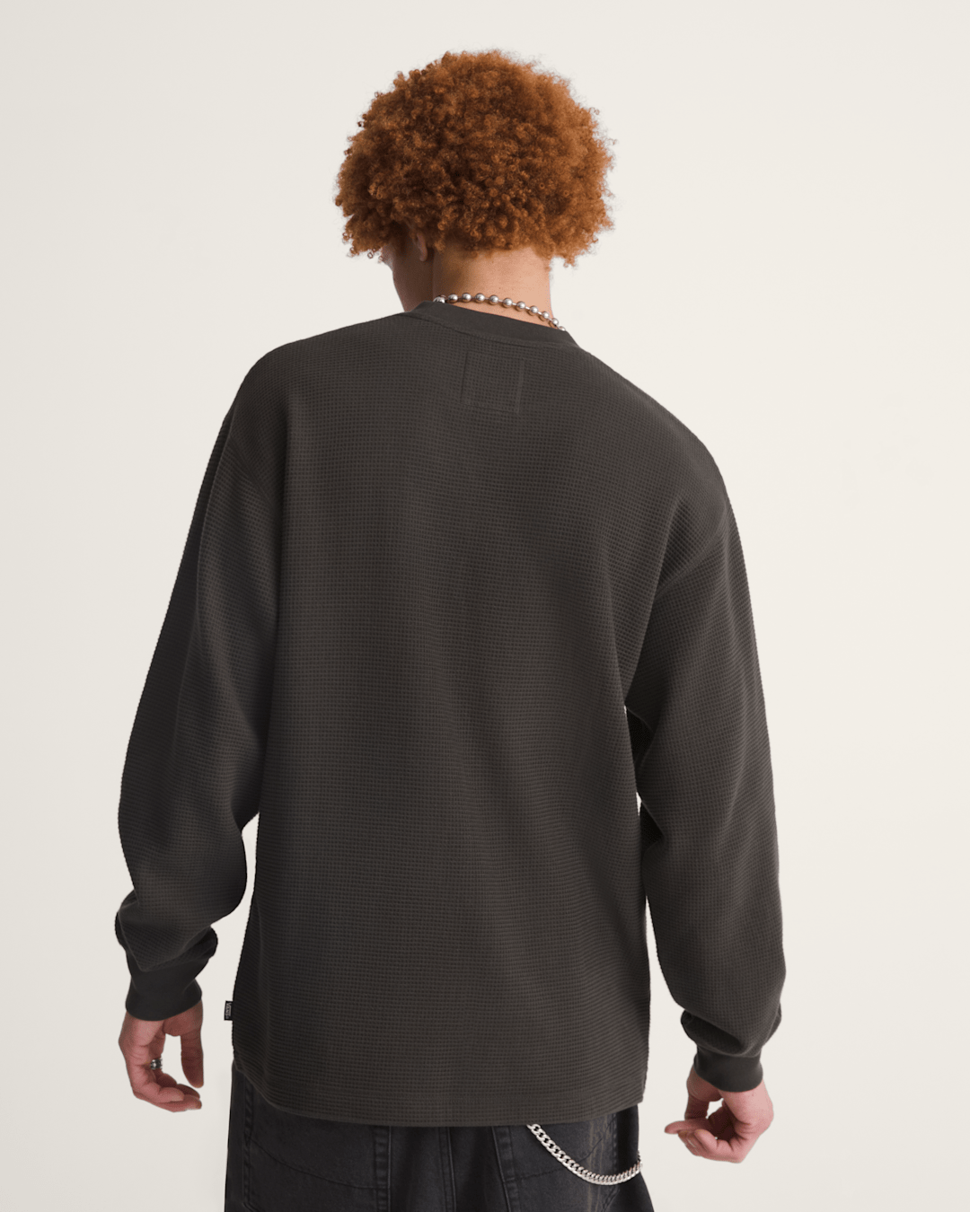Men Vans Navigate Thermal Long Sleeve Shirt in Faded Black
