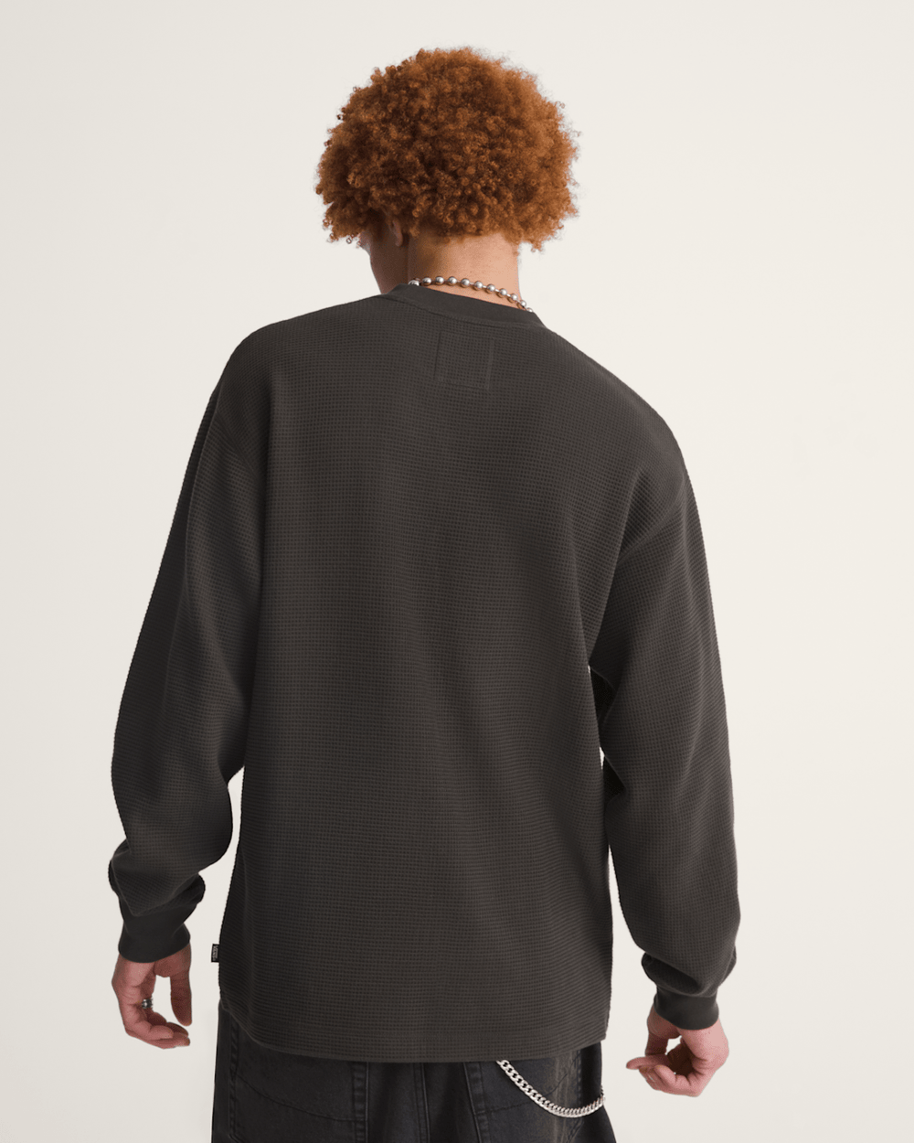 Men Vans Navigate Thermal Long Sleeve Shirt in Faded Black
