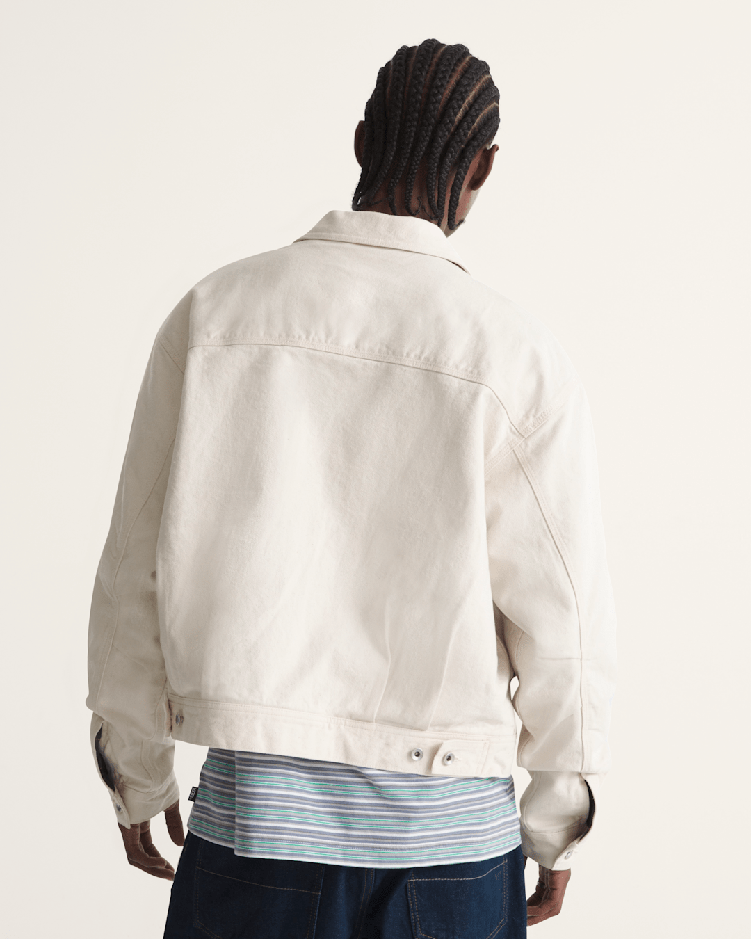 Men Vans Premium Denim Station Jacket in Natural Seed Beige