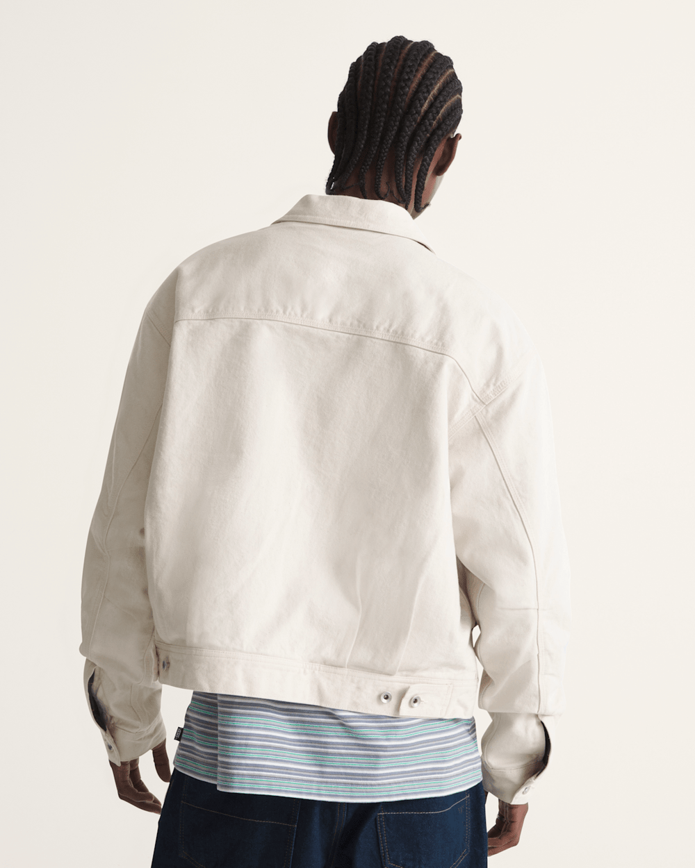 Men Vans Premium Denim Station Jacket in Natural Seed Beige