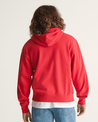 Men Vans Stretch Logo Pullover Hoodie in Crimson Haze Red