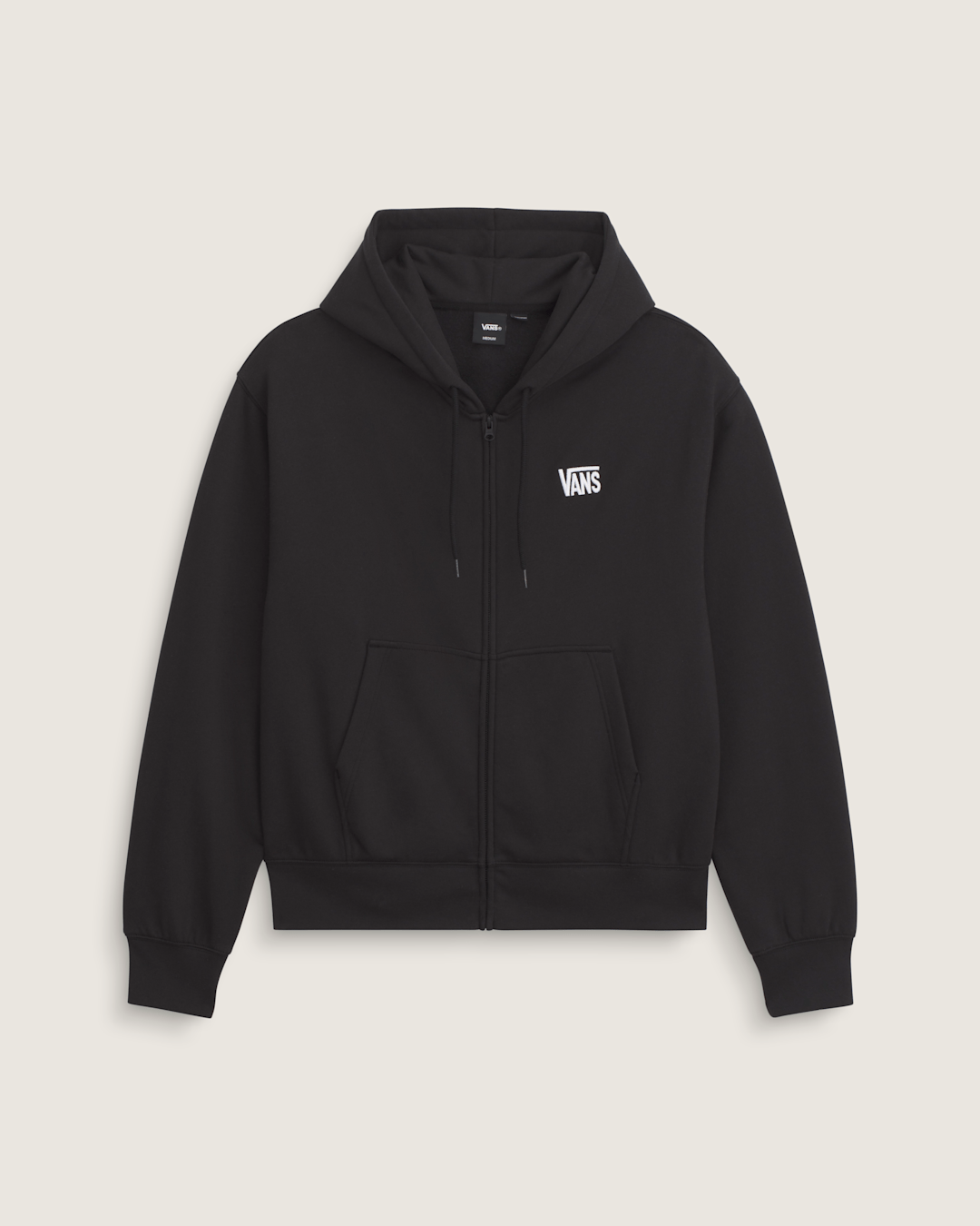 Men Vans Stretch Logo Zip Hoodie in Black / White