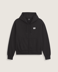 Men Vans Stretch Logo Zip Hoodie in Black / White