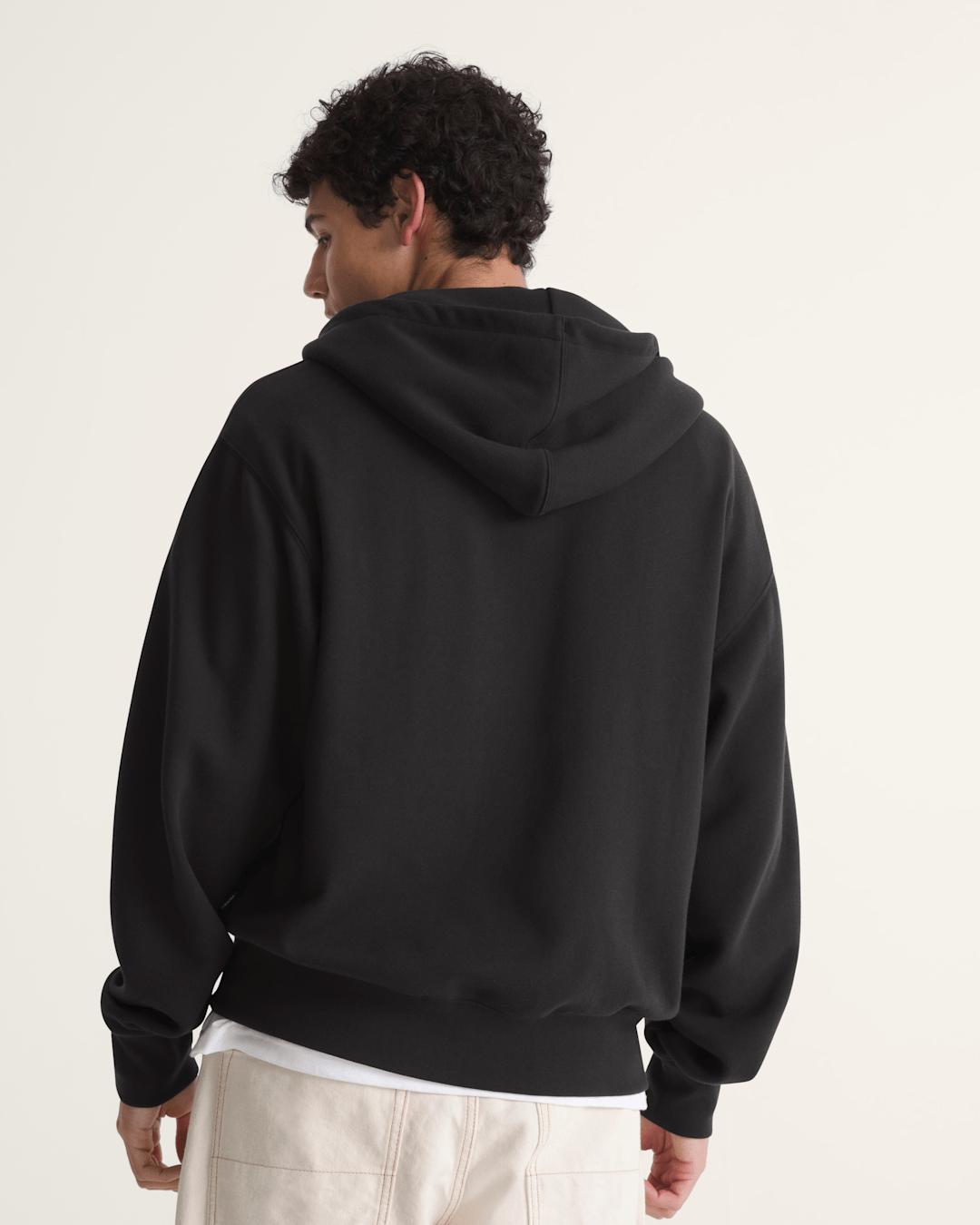 Men Vans Stretch Logo Zip Hoodie in Black / White
