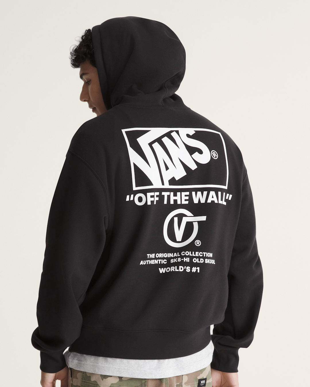 Men Vans Stacked Hi Pullover Hoodie in Black / White