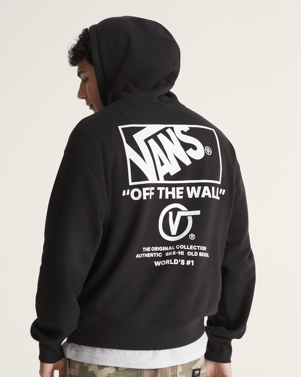 Men Vans Stacked Hi Pullover Hoodie in Black / White