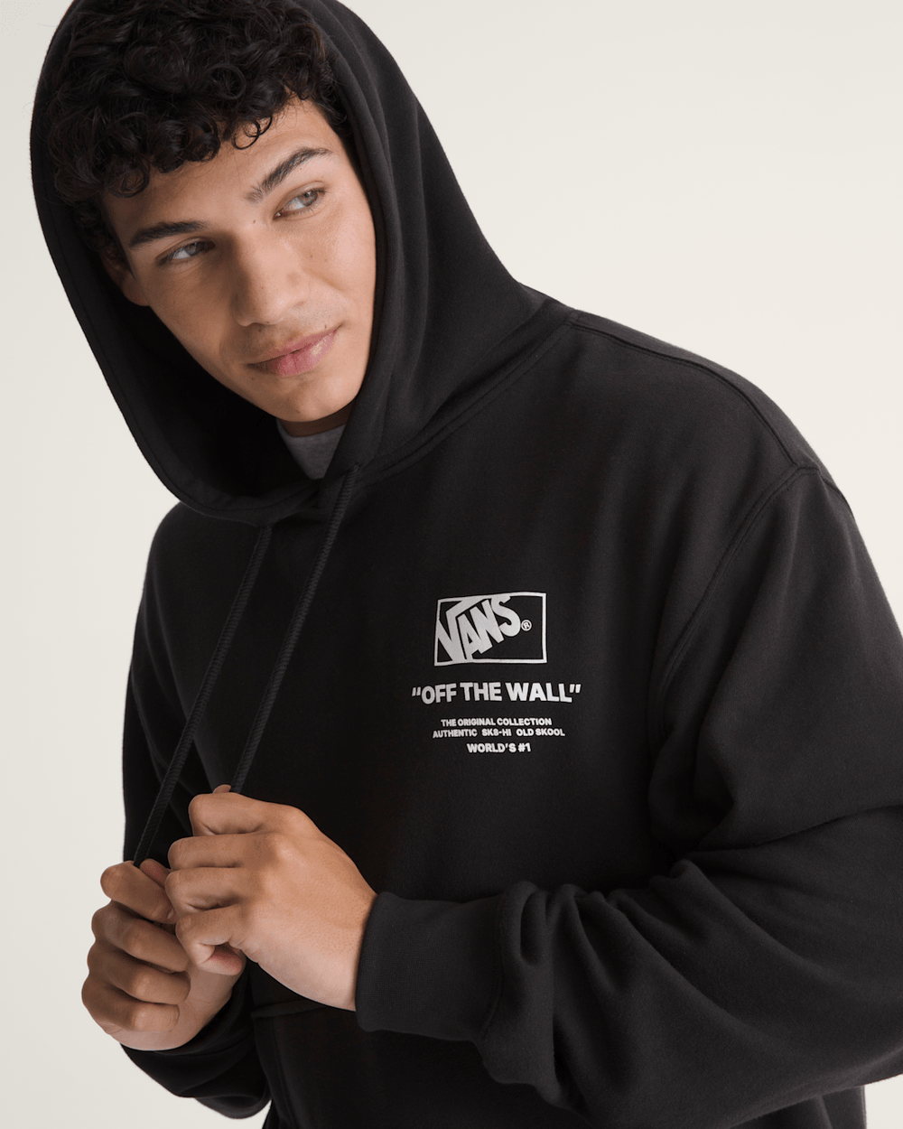 Men Vans Stacked Hi Pullover Hoodie in Black / White
