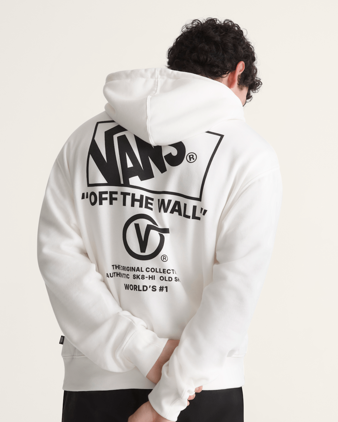 Men Vans Stacked Hi Pullover Hoodie in Egret White