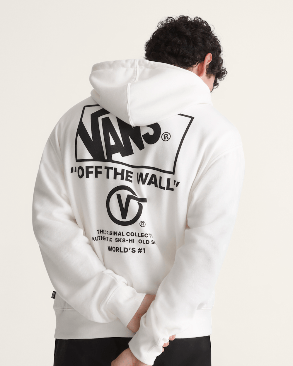 Men Vans Stacked Hi Pullover Hoodie in Egret White