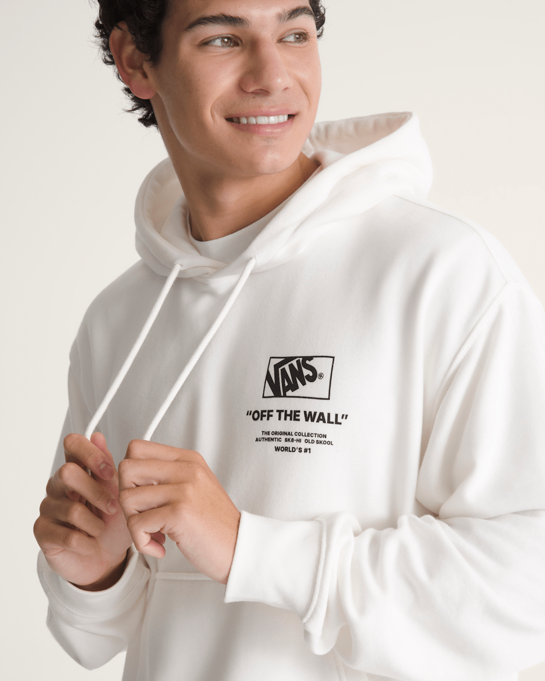Men Vans Stacked Hi Pullover Hoodie in Egret White