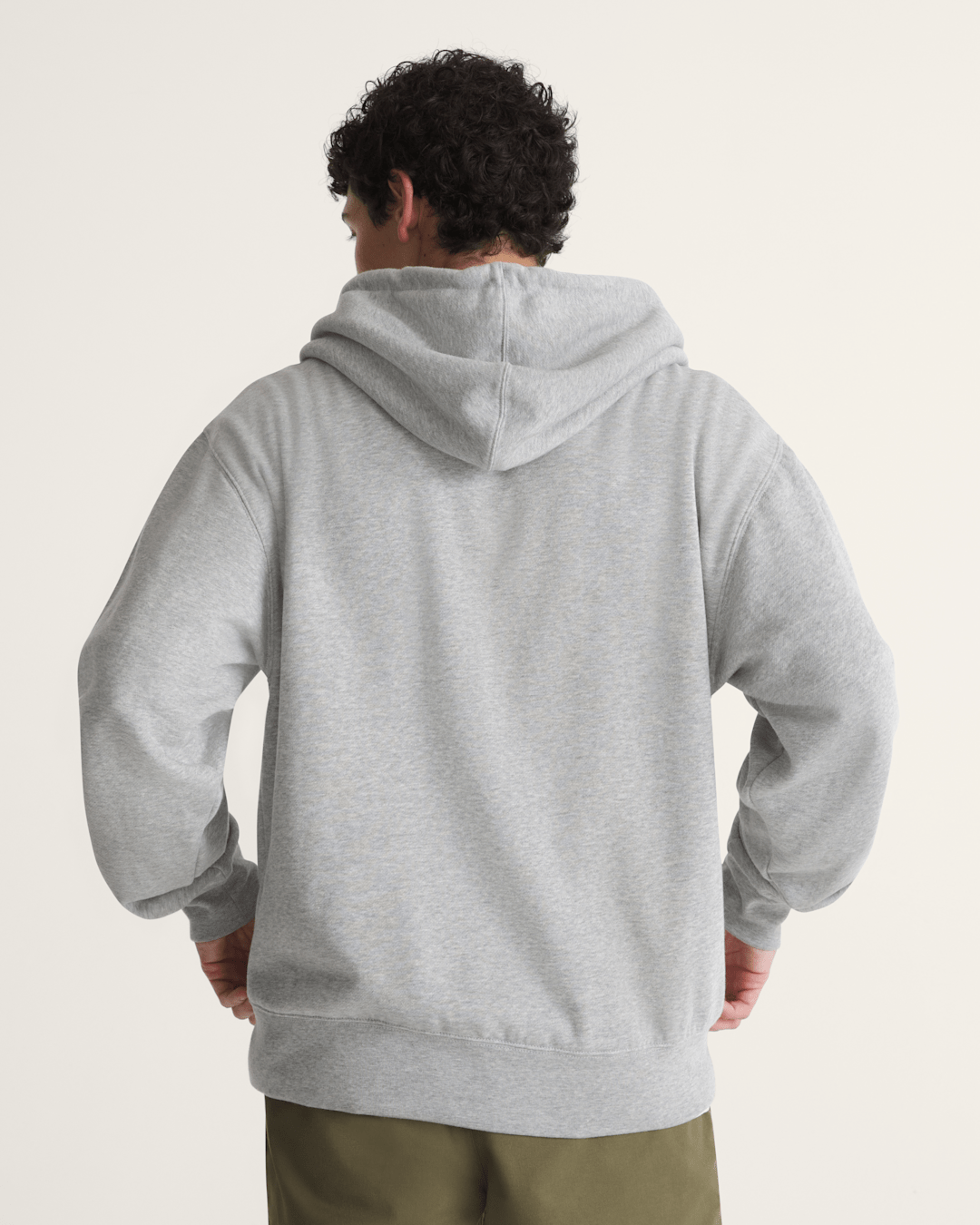 Men Vans Stretch Logo Zip Hoodie in Cement Heather Grey