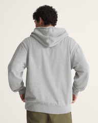 Men Vans Stretch Logo Zip Hoodie in Cement Heather Grey