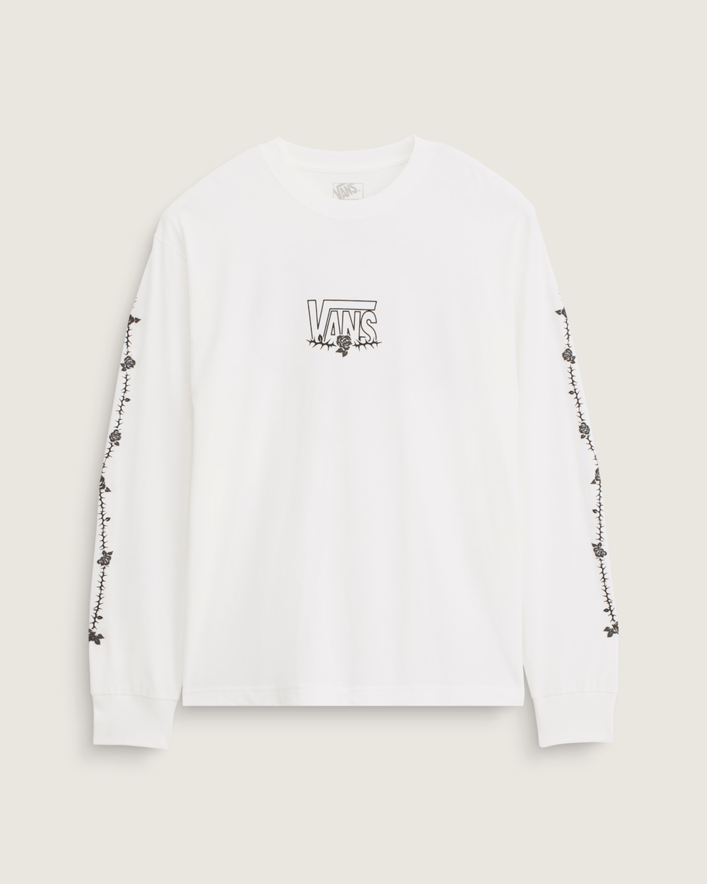 Men Vans Rose and Thorns Long Sleeve T-Shirt in White
