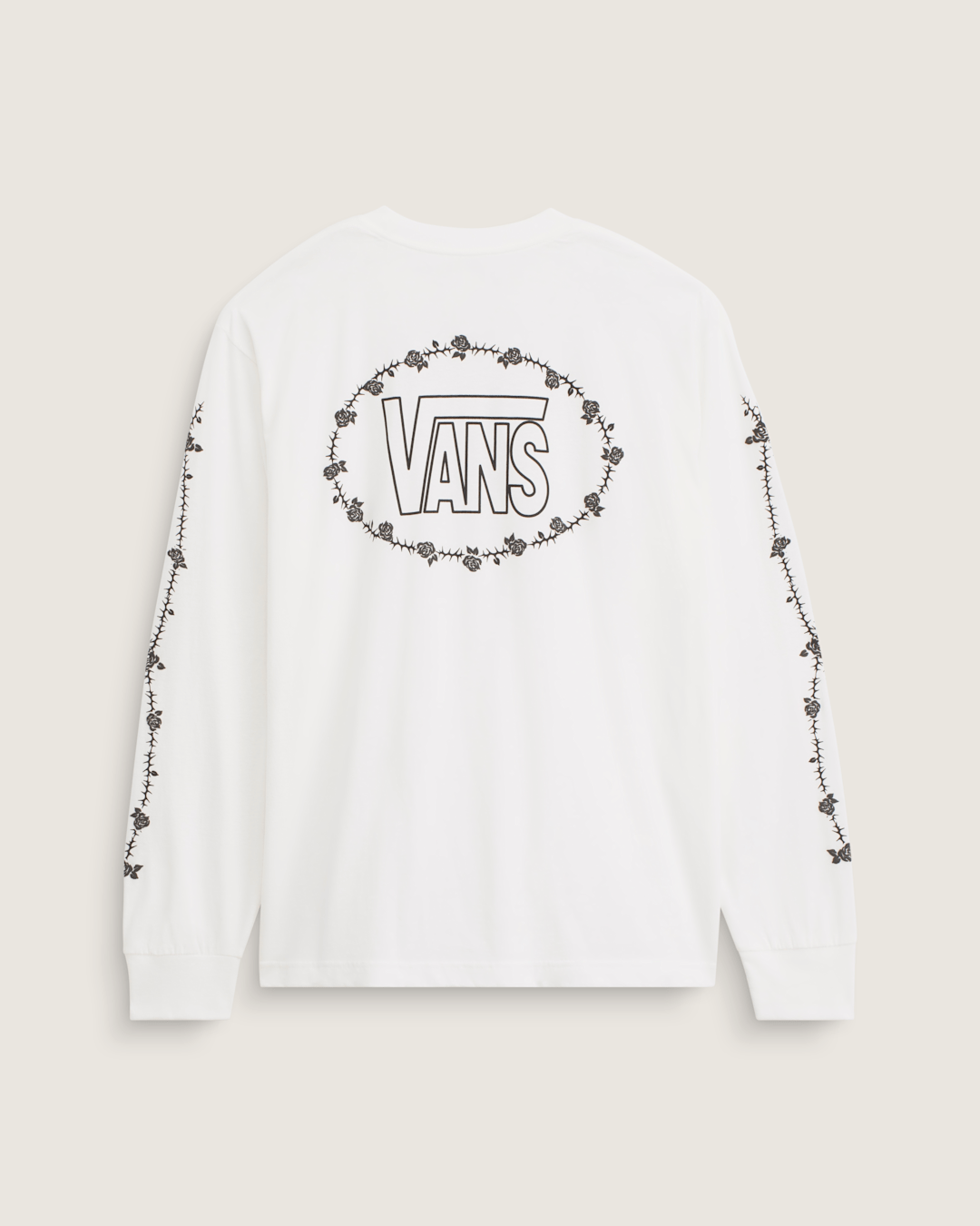 Men Vans Rose and Thorns Long Sleeve T-Shirt in White