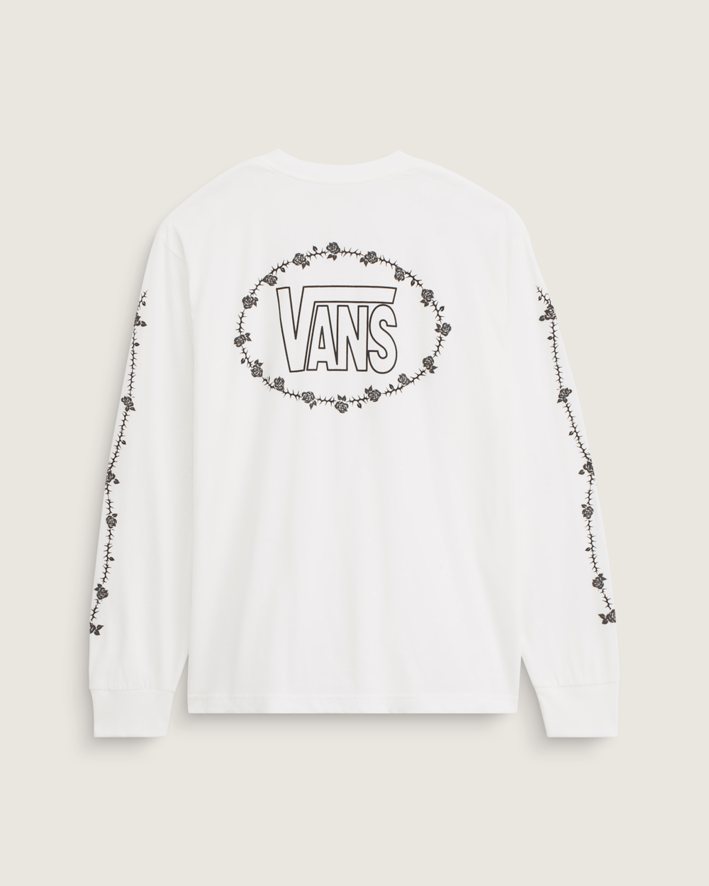 Men Vans Rose and Thorns Long Sleeve T-Shirt in White