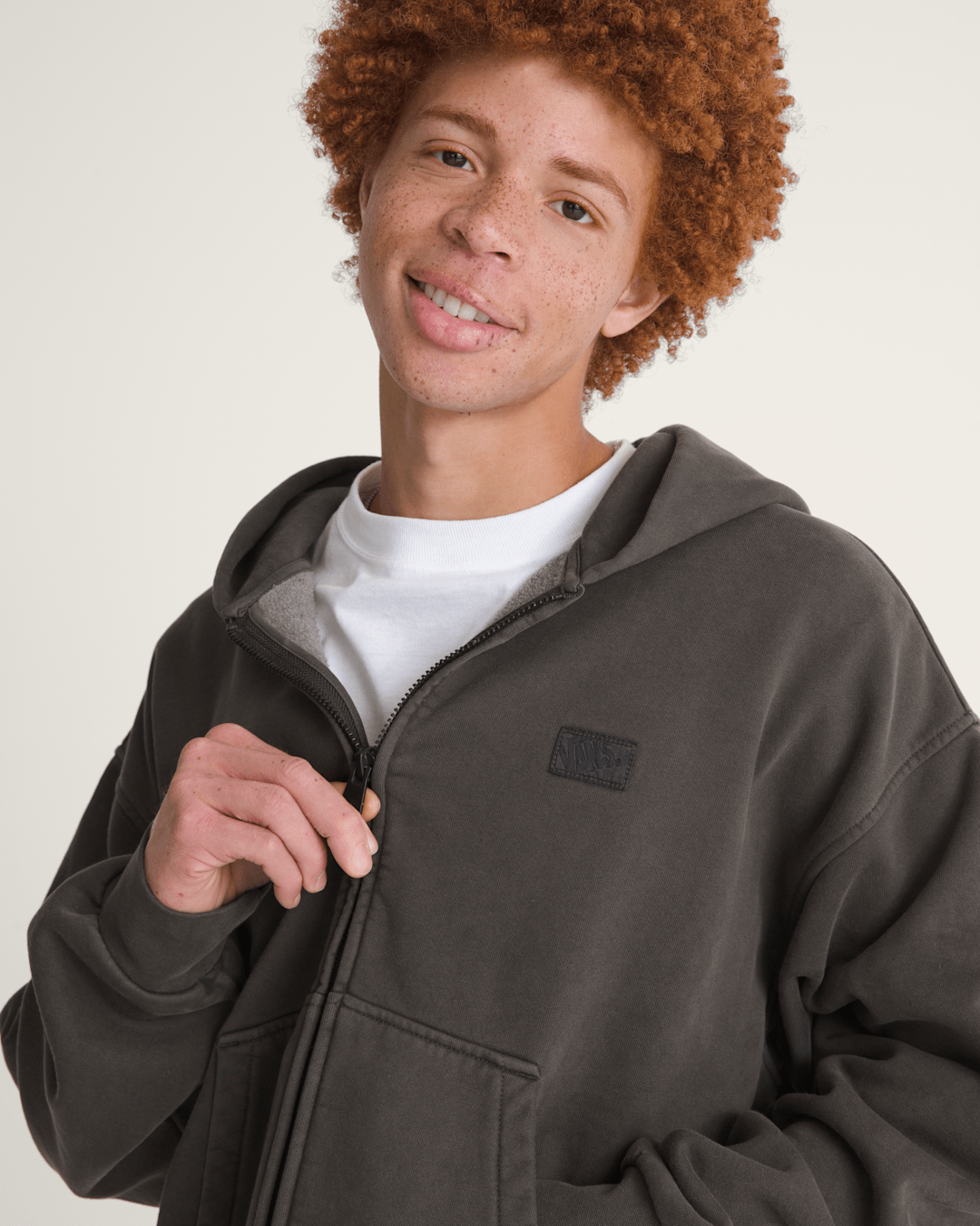 Men Vans Premium Zip Hoodie in Faded Black