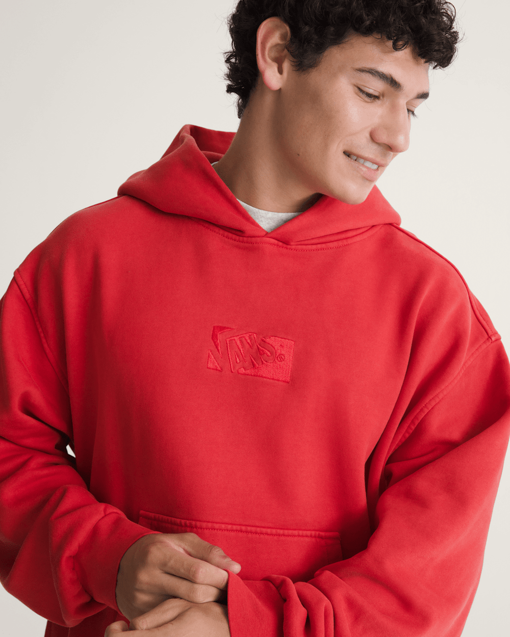 Men Vans Premium Pullover Hoodie in Crimson Haze Red