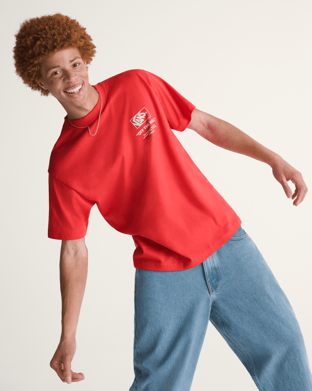 Men Vans Stockpile T-Shirt in Crimson Haze Red