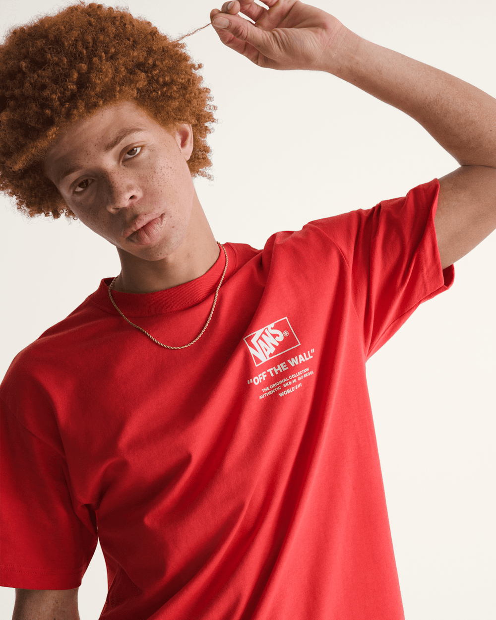 Men Vans Stockpile T-Shirt in Crimson Haze Red