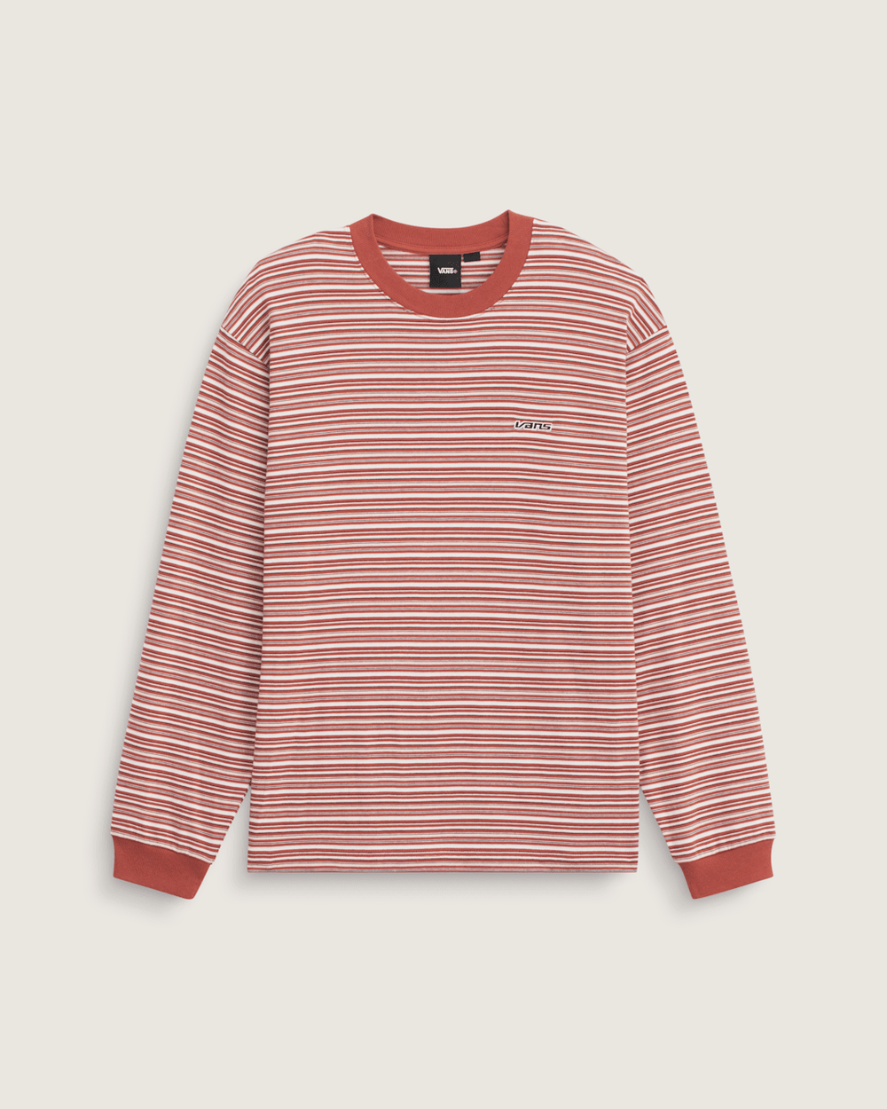 Men Vans Wesley Stripe Long Sleeve Knit Shirt in Light Bronze Brown