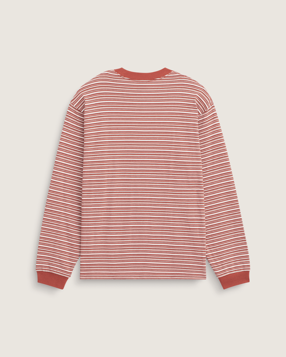 Men Vans Wesley Stripe Long Sleeve Knit Shirt in Light Bronze Brown