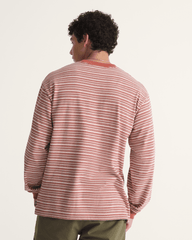 Men Vans Wesley Stripe Long Sleeve Knit Shirt in Light Bronze Brown